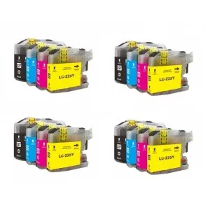 Pack 16 cartuchos de tinta compatibles Brother LC-225 XL/LC-227 XL amarillo, magenta, cian y negro