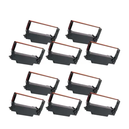 Pack 10 cintas compatibles Epson ERC30 ERC34 ERC38 /Rojo negro / rojo