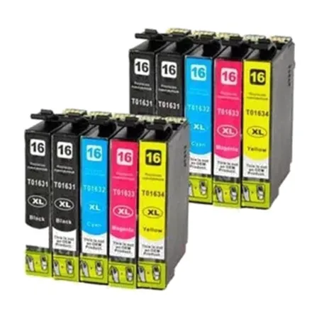 Pack 10 cartuchos de tinta compatibles Epson T1631/T1632/T1633/T1634 negro, cian, magenta y amarillo