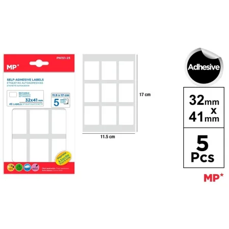 Etiquetas Autoadhesivas Rectangulares Blancas 32x41mm 45u