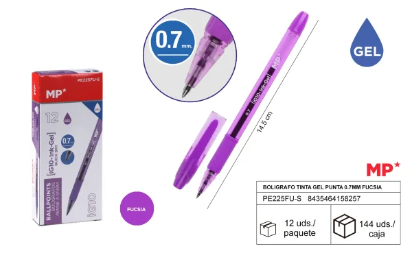 Boligrafo tinta gel punta 0.7mm fucsia MP