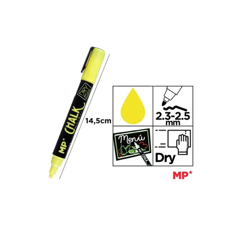 Marcador Tiza Líquida Amarillo Limpieza en Seco
