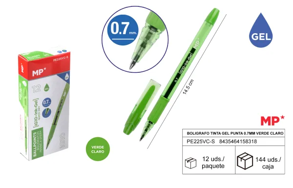 Boligrafo tinta gel punta 0.7mm verde claro MP