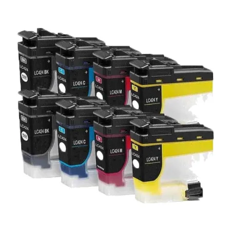 Pack 8 cartuchos de tinta originales Brother LC424 amarillo, magenta, negro y cian