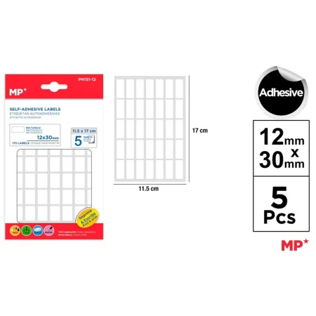 Etiquetas Autoadhesivas Rectangulares Blancas 12x30mm 175u