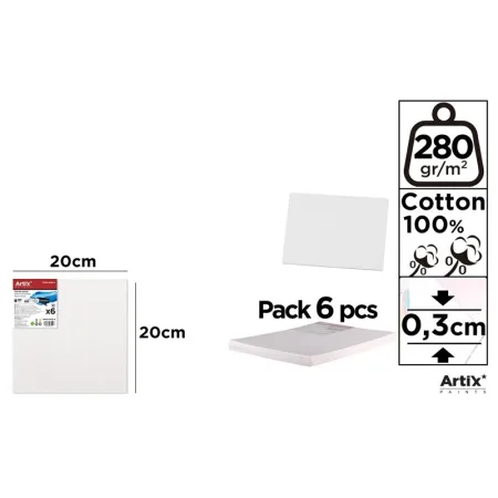 Lienzo en Tablilla 20x20cm 280g/m2 - Pack 6u