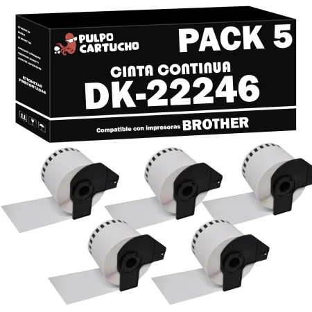 Pack 5 cintas compatibles Brother DK-22246 CINTA CONTINUA blanco
