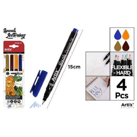 Rotulador Punta Pincel Mediana Colores Salvajes 4u Artix