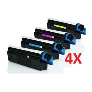 Pack 4 tóner compatibles OKI C3100/C3200/C5100/C5200/ C5300/C5400/C5510/C5540 amarillo, magenta, negro y cian