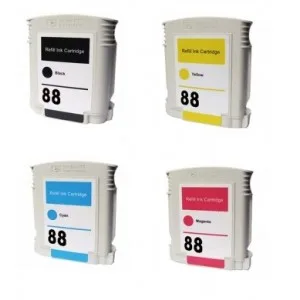 Pack 4 cartuchos de tinta remanufacturados HP 88 XL amarillo, magenta, negro y cian