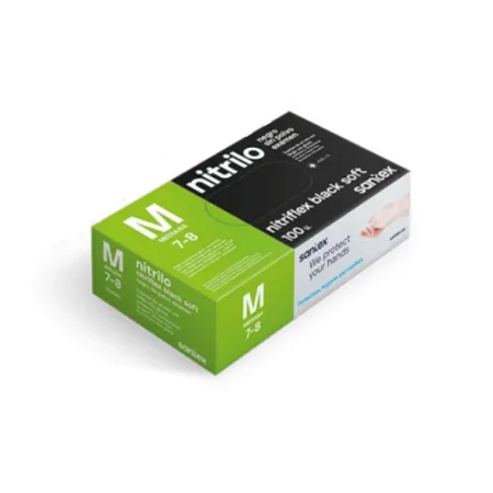 Pack de 100 Guantes de Nitrilo Talla M Santex Nitriflex Black Soft