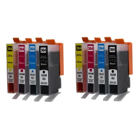 Pack 8 cartuchos de tinta compatibles HP 364 XL amarillo, magenta, negro y cian