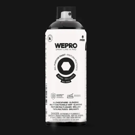 Spray MTN WEPRO Solvent Brillante NEGRO COSMOS - RAL 9005