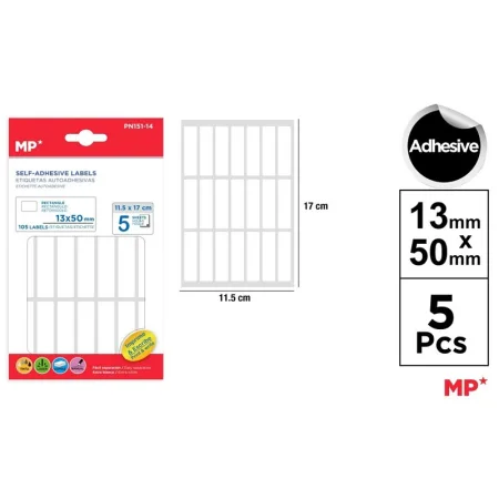 Etiquetas Autoadhesivas Rectangulares Blancas 13x50mm 105u