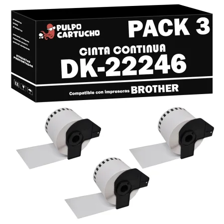 Pack 3 cintas compatibles Brother DK-22246 CINTA CONTINUA blanco