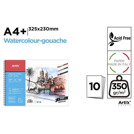 Block de Dibujo para Acuarela y Témperas 10 Hojas 350g/m² A4+