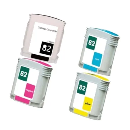 Pack 4 cartuchos de tinta compatibles HP 82 amarillo, magenta, negro y cian