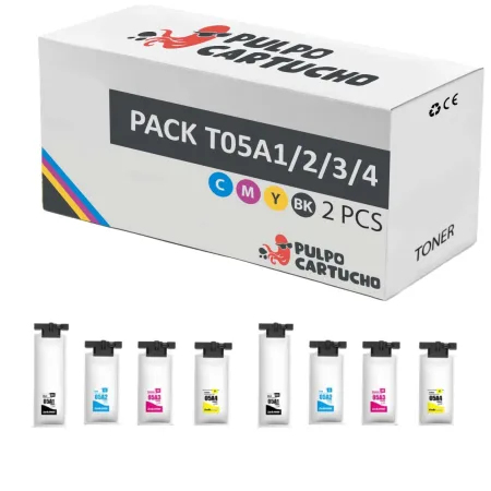 Pack 8 cartuchos de tinta compatibles Epson T05A1 Pigmentado/T05A2 Pigmentado/T05A3 Pigmentado/T05A4