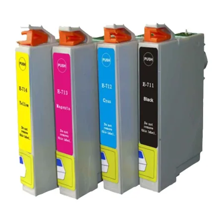 Pack 4 cartuchos de tinta compatibles Epson T0711/T0712/T0713/T0714 negro, cian, magenta y amarillo