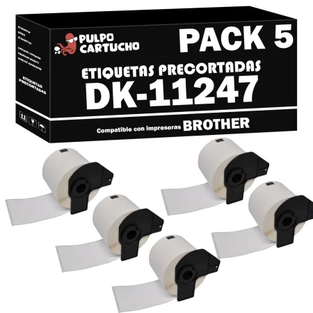 Pack 5 packs de etiquetas compatibles Brother DK-11247 ETIQUETAS PRECORTADAS / blanco