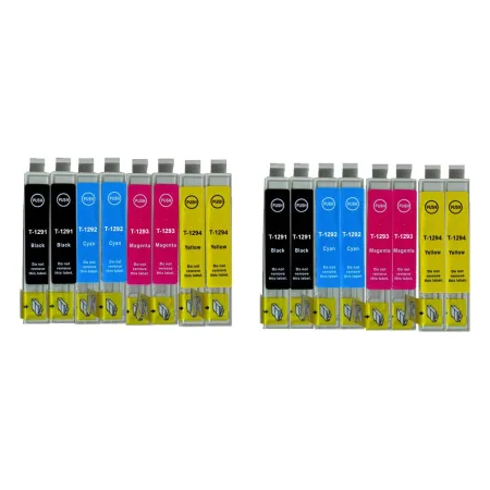 Pack 16 cartuchos de tinta compatibles Epson T1291/T1292/T1293/T1294 negro, cian, magenta y amarillo