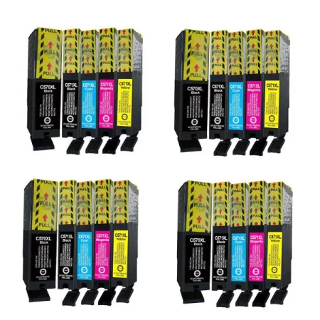 Pack 20 cartuchos de tinta compatibles Canon CLI 571 XL/PGI 570 XL amarillo, magenta, negro y cian