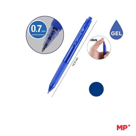 Boligrafo retractil tinta gel punta 0.7mm azul MP