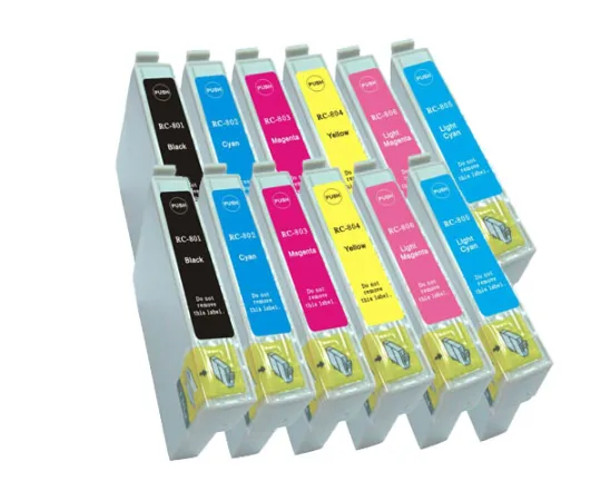 Pack 12 cartuchos de tinta compatibles Epson T080