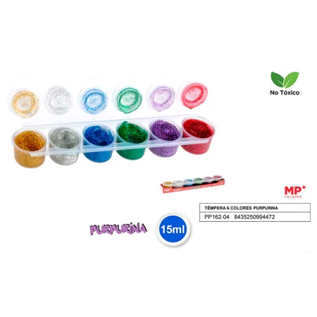 Tempera 6 colores purpurina MP