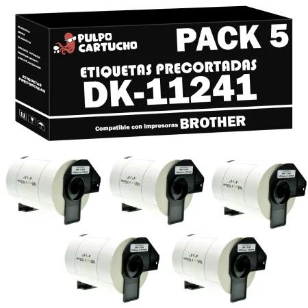 Pack 5 packs de etiquetas compatibles Brother DK-11241 Etiquetas Precortadas blanco