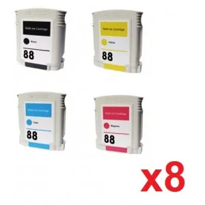 Pack 8 cartuchos de tinta remanufacturados HP 88 XL amarillo, magenta, negro y cian