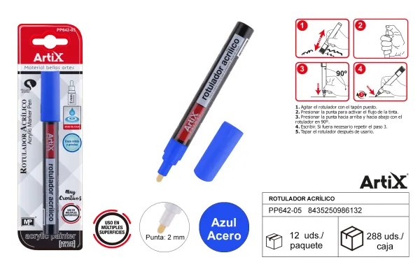 Rotulador pintura acrilica azul Artix