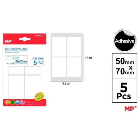 Etiquetas Autoadhesivas Rectangulares Blancas 50x70mm 20u