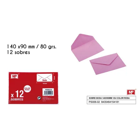 Sobres de Boda Rosa 140x90mm - 12 Unidades