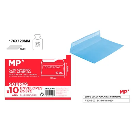 Sobres Azules 176x120mm (Comercial) - 10 Unidades