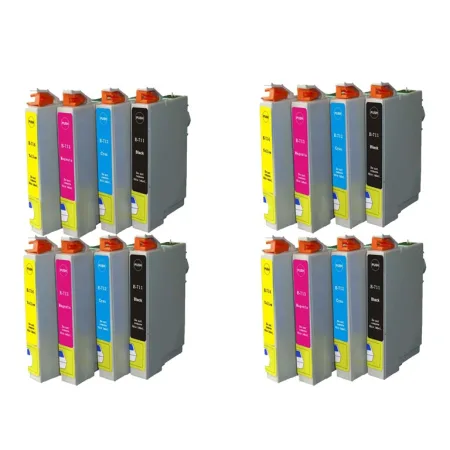 Pack 16 cartuchos de tinta compatibles Epson T0711/T0712/T0713/T0714 negro, cian, magenta y amarillo