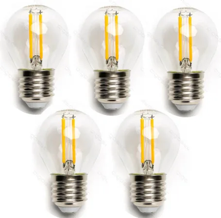Pack 5 Bombillas de Filamento LED E27 G45 4W Luz Cálida 2700K