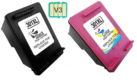 Pack 2 cartuchos de tinta compatibles HP 301 XL V3 (Muestra Nivel ) negro