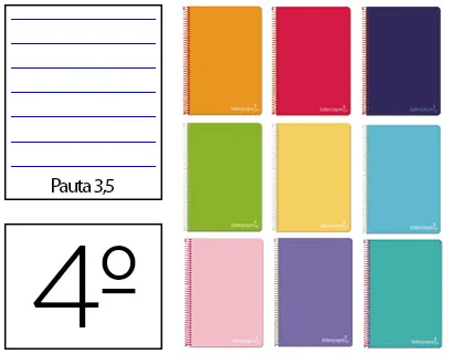 Cuaderno espiral cuarto witty tapa dura pauta ancha 3,5MM Liderpapel