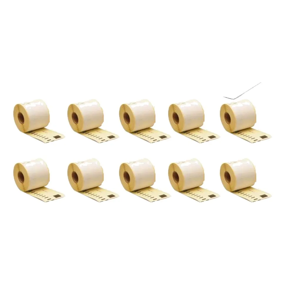 Pack 10 packs de etiquetas compatibles DYMO LABELWRITER 99014 Etiquetas envío Papel Térmico blanco