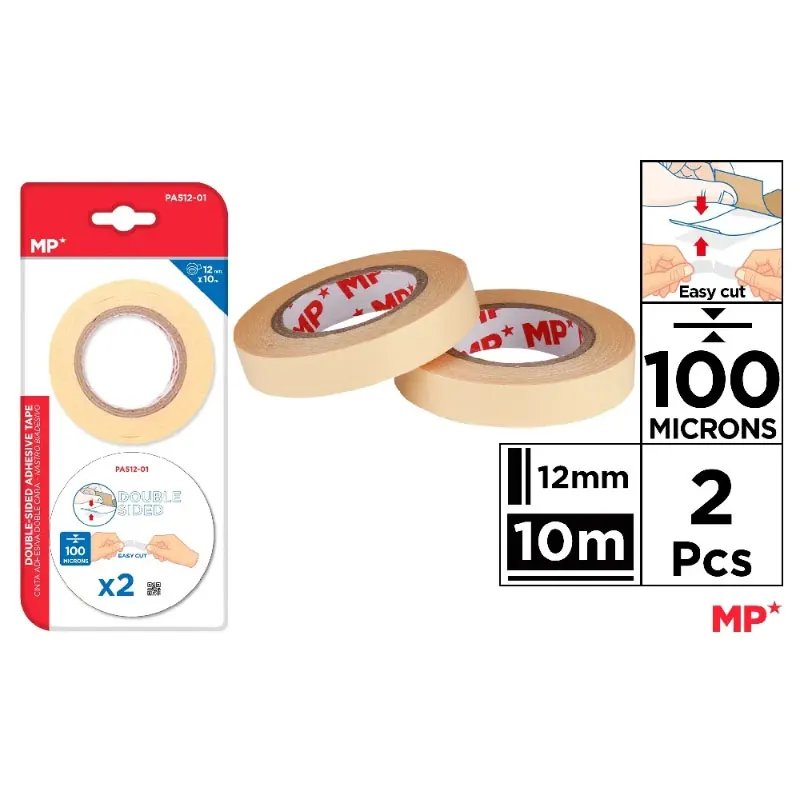 Cinta Adhesiva Doble Cara 100 Micras 12 mm 10 m