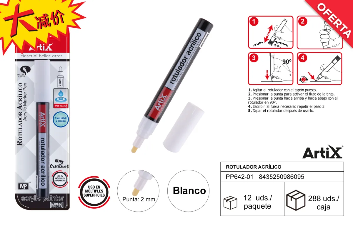 ROTULADOR PINTURA ACRILICA BLANCA ARTIX