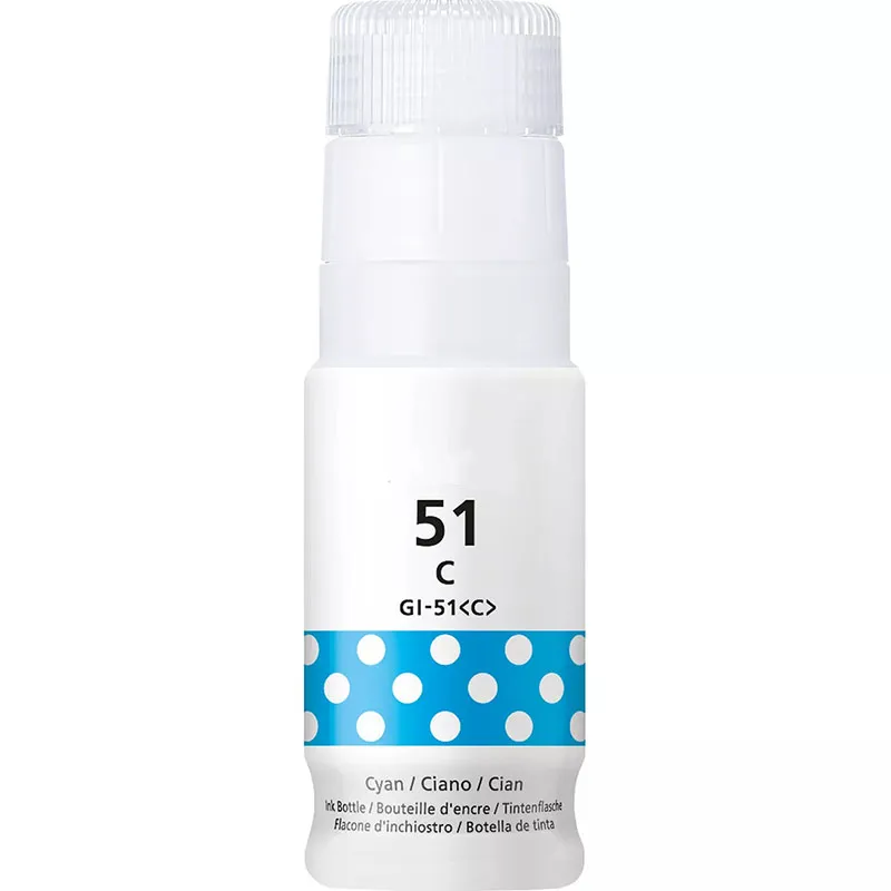 Botella de tinta compatible Canon GI51C Cian · 70 ml