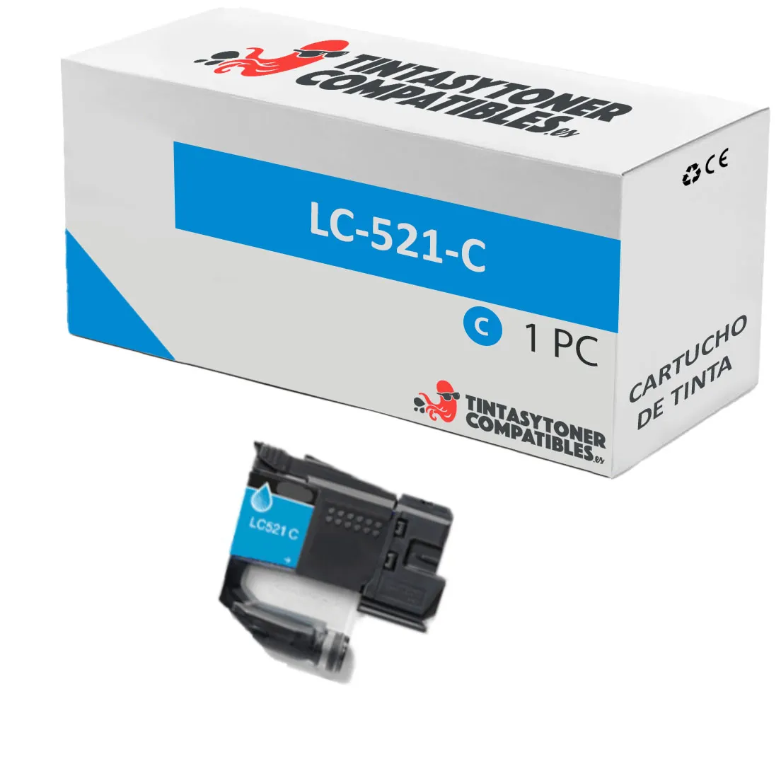Cartucho de tinta compatible Brother BI-LC521C Cian · 500 páginas