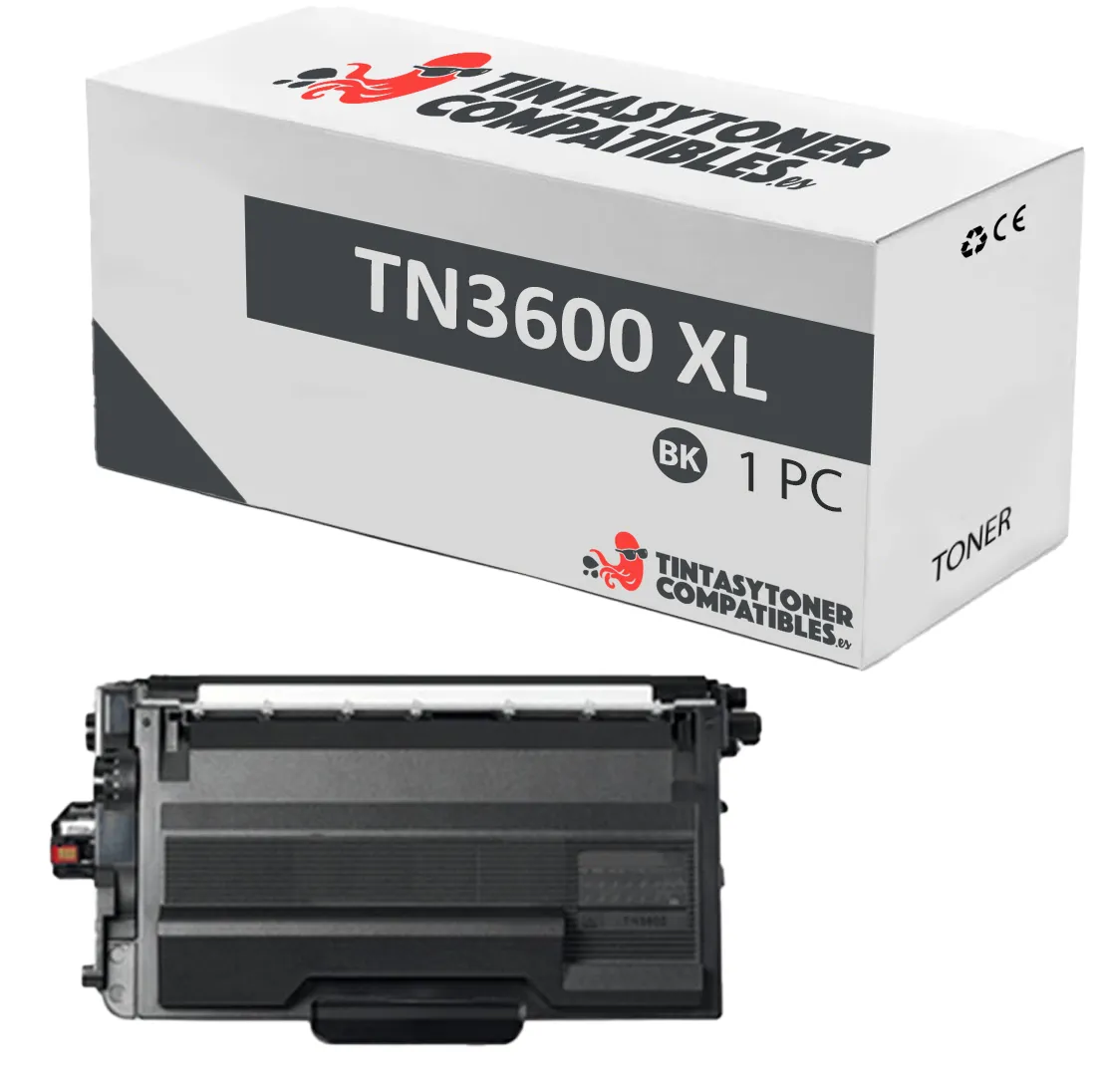 Tóner compatible Brother BRTN3600XL Negro · 6.000 páginas