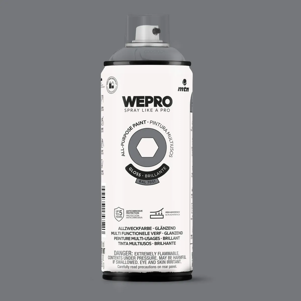 Spray MTN WEPRO Solvent Brillante GRIS BERLÍN - RAL 7031