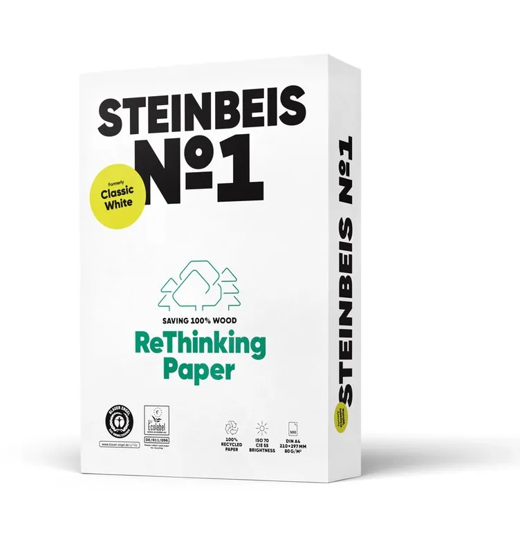 PAQUETE DE FOLIOS 100% RECICLADO STEINBEIS CLASSICS CONTRAST 80gr