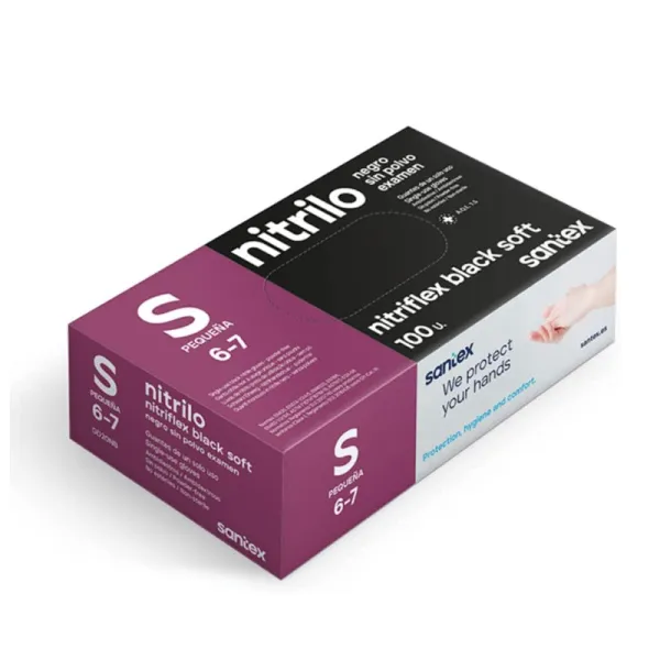 Product Pack de 100 Guantes de Nitrilo Talla S Santex Nitriflex Black Soft Image