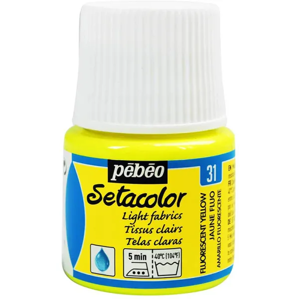 Producto Pintura Pébéo Setacolor Tejidos Claros Amarillo Fluor 45 ml Imagen