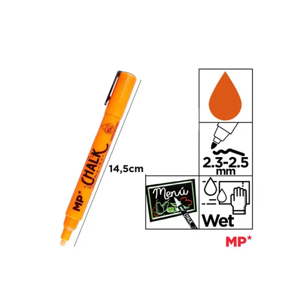 Producto Marcador Tiza Líquida Naranja Limpieza en Húmedo Imagen